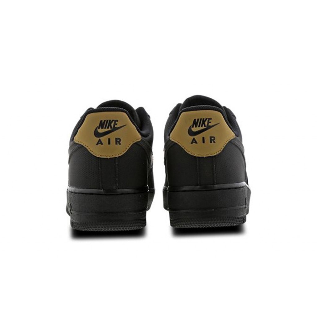 black nike air force 1 with gold check